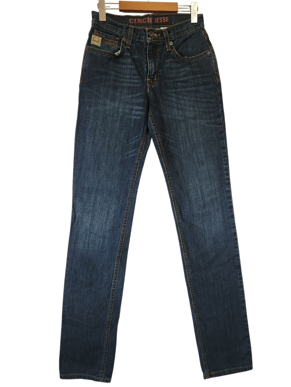 Cinch Mens Jesse Mid Rise Slim Straight Jeans Dark Indigo Broken-in Sz 27x38 EUC